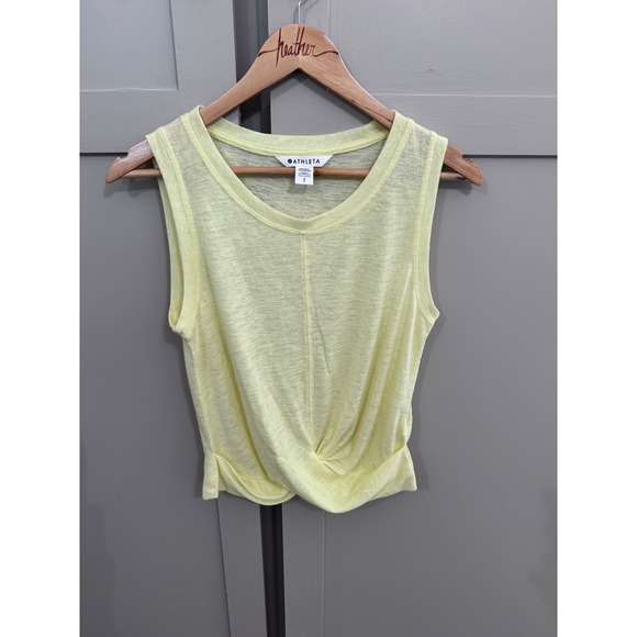 Athleta Tops - Athleta Womens Yellow Slub Knit Front Twist Cropped Tank Top Size S Small